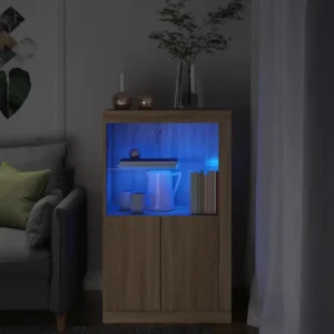 Bijzetkast met RGB LED-verlichting van bewerkt hout
